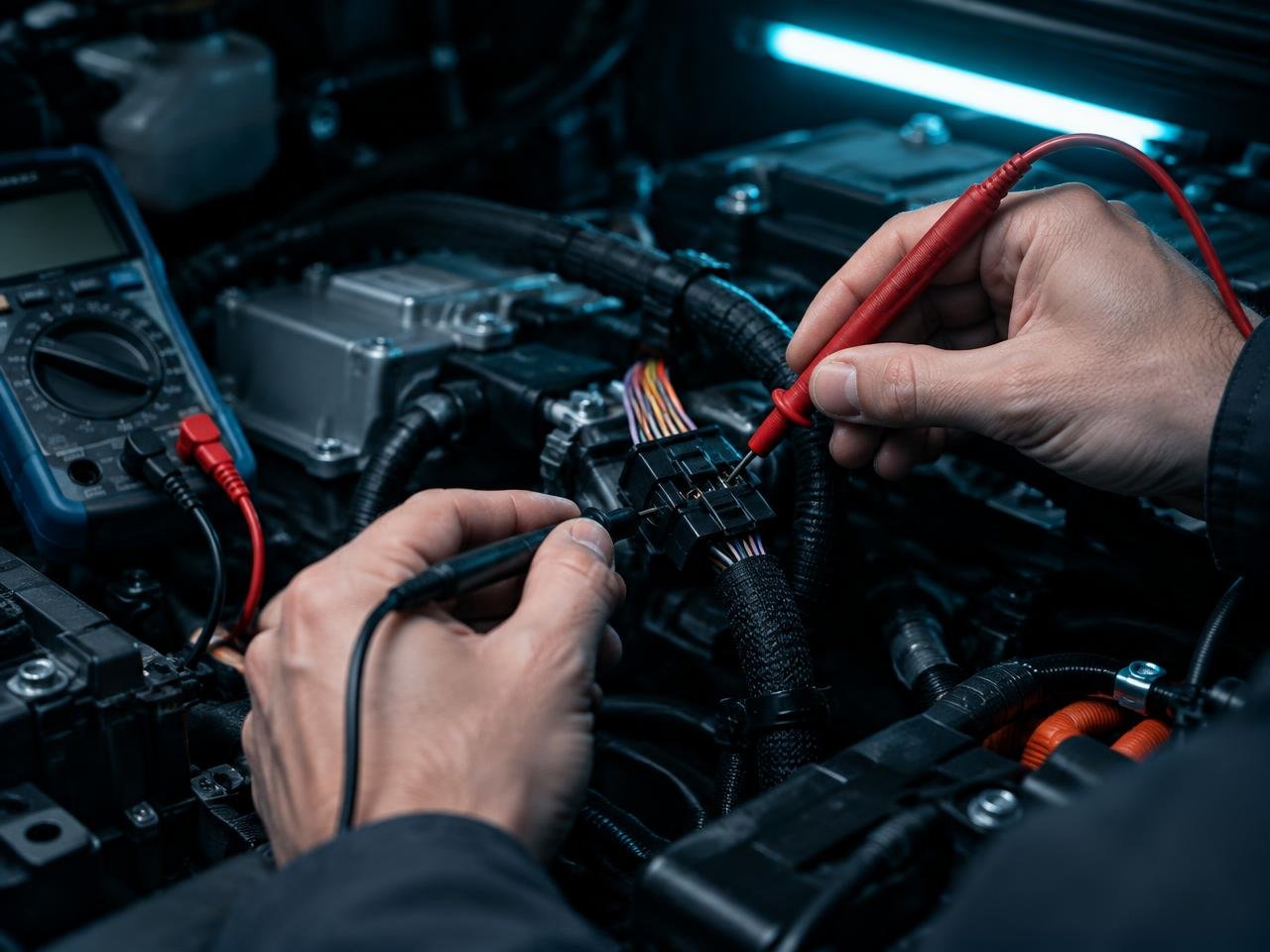 Electrical testing on a vehicle wiring loom